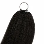 Woman Wearing 16 Inch Kinky Straight Feather Crochet Human Hair