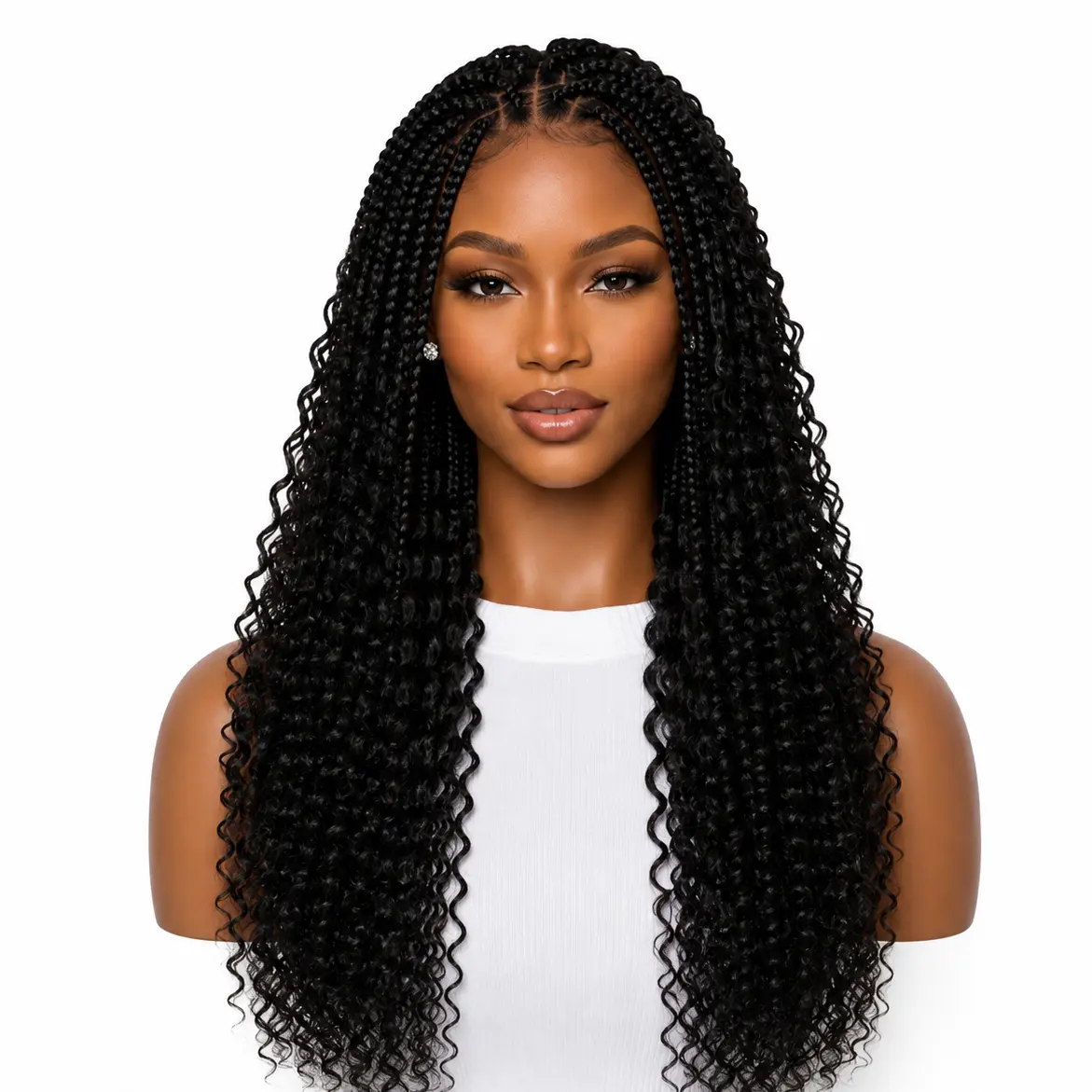 Girl wearing Kinky Curly Feather Crochet Hair Girl wearing Kinky Curly Feather Crochet Hair