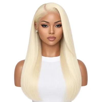 HD Lace Platinum Blonde Silky Straight Human Hair Wig | Miracles Hair Studio Oakland